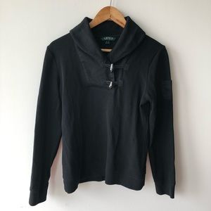 Ralph Lauren Black V Neck Toggle Sweater